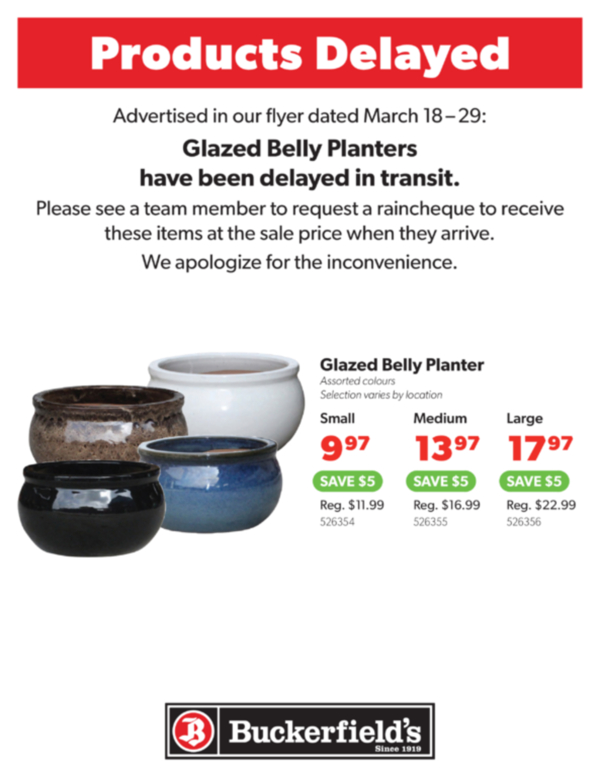 Glazed Belly Pots Delayed