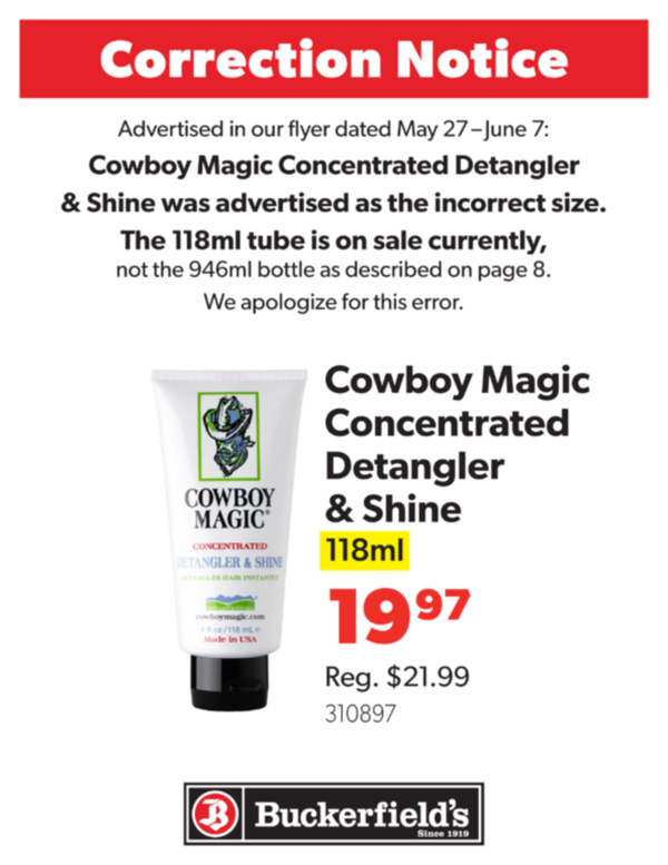 Correction Notice: Cowboy Magic