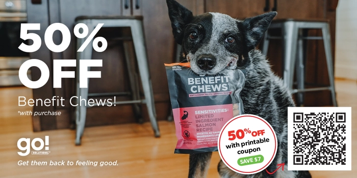 50% off Benefit Chews Treats with kibble purchase