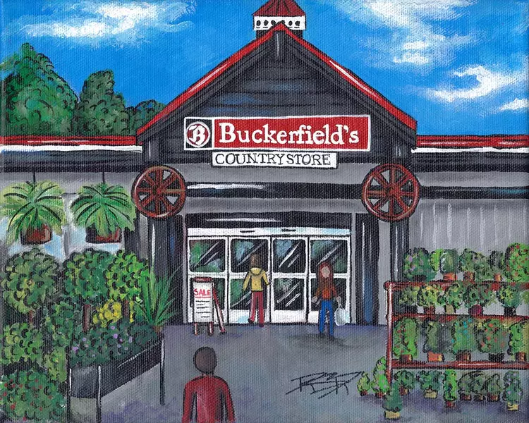 Buckerfield's Parksville Store. Artist, Raleigh Rodney