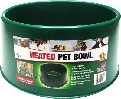 Farm Innovators Heated Pet Bowl 60wt 1.5gal Green