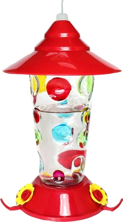 Pinebush Glass Hummingbird Feeder With Handpainted Dots 17oz - image 1