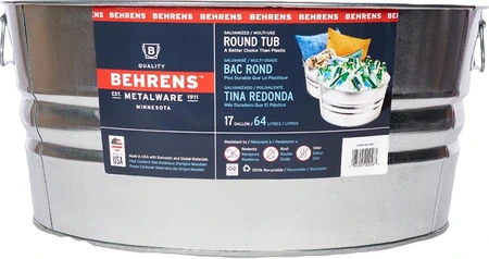 Behrens Galvanized Steel Wash Tub 10.5 Gallon Round