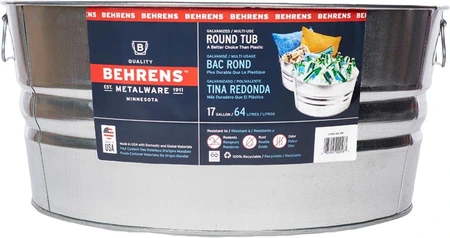 Behrens Galvanized Steel Wash Tub 17 Gallon Round