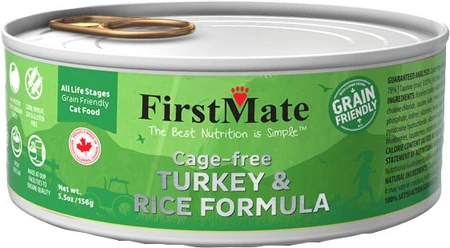 FirstMate Grain Friendly Cage-Free Turkey & Rice Pate Cat Food 5.5oz