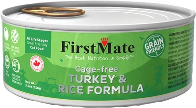FirstMate Grain Friendly Cage-Free Turkey & Rice Pate Cat Food 5.5oz