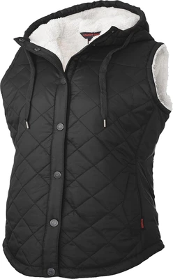 Tough Duck Women's Quilted Sherpa Lined Vest Small Black