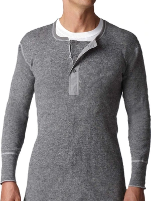Stanfield's Wool Henley Grey Large