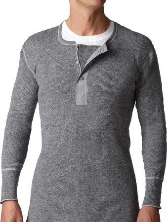 Stanfield's Wool Henley With Liner Grey Large