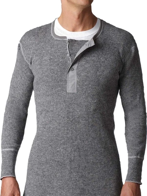 Stanfield's Wool Henley With Liner Grey Large