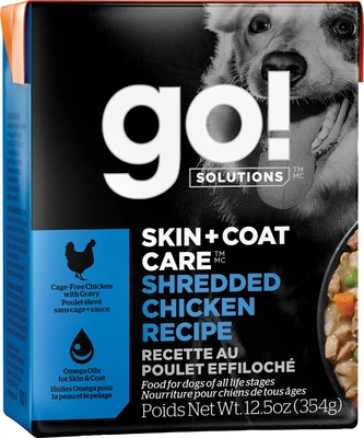Go! Skin+Coat Care Shredded Chicken Dog Food 12.5oz