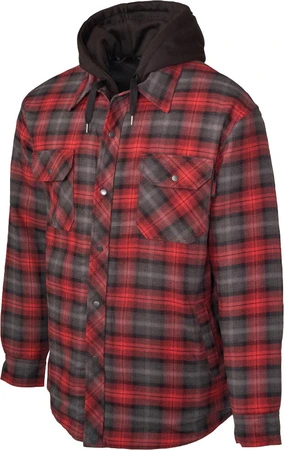 Tough Duck Men's Flannel Hooded Shirt Small Red/Charcoal