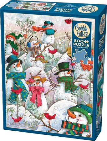 Cobble Hill Hill Of Snowmen Puzzle 500pc