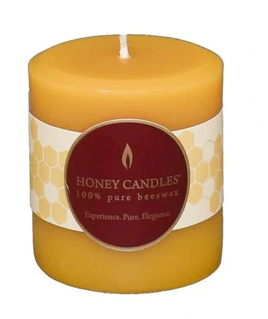 Honey Candles 3" Round Natural Beeswax Pillar