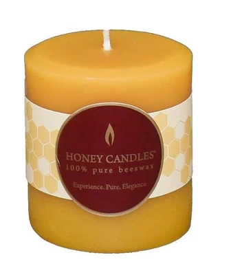 Honey Candles 3" Round Natural Beeswax Pillar