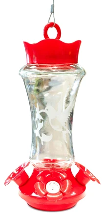 Etched Glass Hummingbird Feeder 17oz