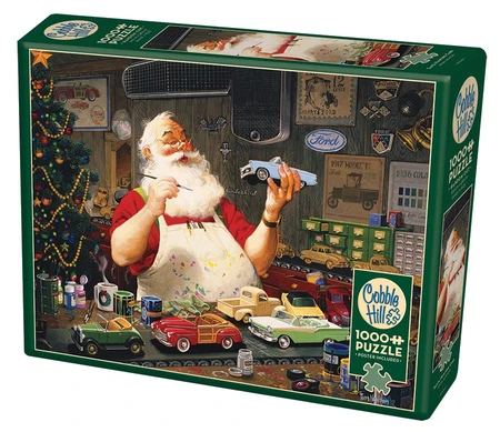 Cobble Hill Santa Painting Cars Puzzle 1000pc