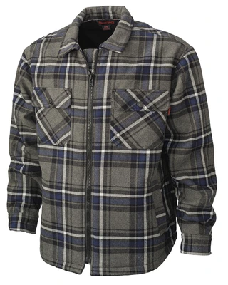 Tough Duck Men's Sherpa Flannel Jac-Shirt Medium Char/Navy