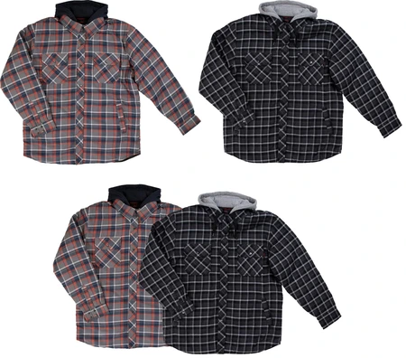 Tough Duck Quilt Lined Hooded Flannel Jac-Shirt Red Medium