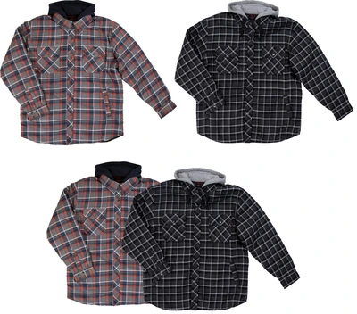 Tough Duck Quilt Lined Hooded Flannel Jac-Shirt Red Medium