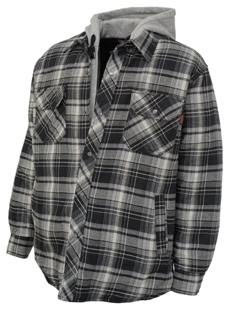 Tough Duck Men's Flannel Hooded Shirt 2X-Large Grey/Black