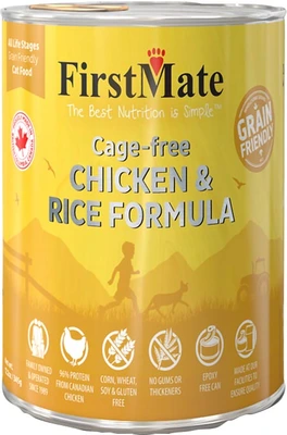 FirstMate Grain Friendly Cage-Free Chicken & Rice Pate Cat Food 12.2oz
