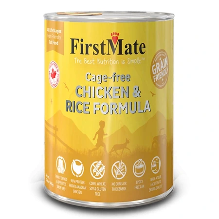 FirstMate Grain Friendly Cage-Free Chicken & Rice Pate Cat Food 12.2oz