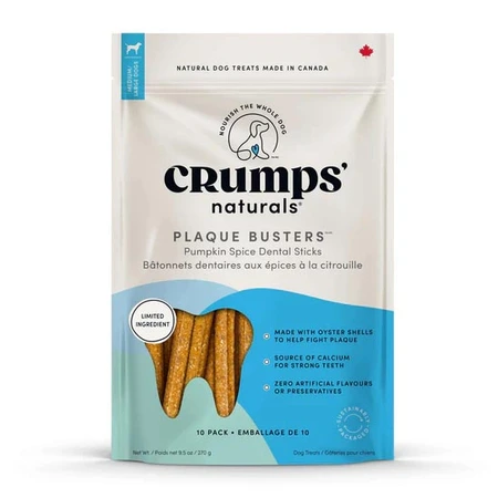 Crumps' Naturals Plaque Busters Pumpkin Spice Dental Dog Treat 7" 10pk