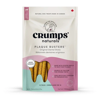 Crumps' Naturals Plaque Busters Original Dental Dog Treat 7" 10pk