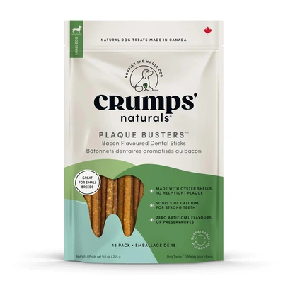 Crumps' Naturals Plaque Busters Bacon Dental Dog Treat 7" 10pk