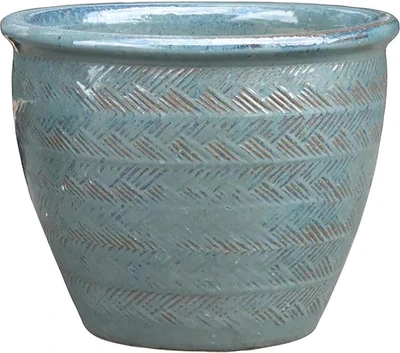 Border Concepts Futhara Basket Planter Classical Blue 9.5x7.75"
