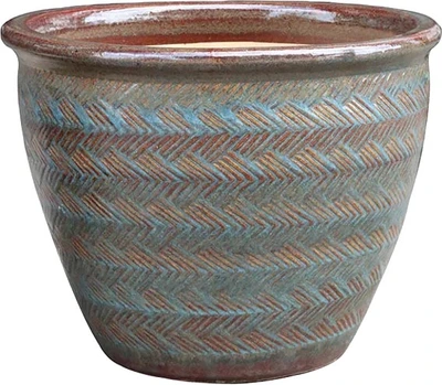 Border Concepts Futhara Basket Planter Blue Grey 9.5x7.75"